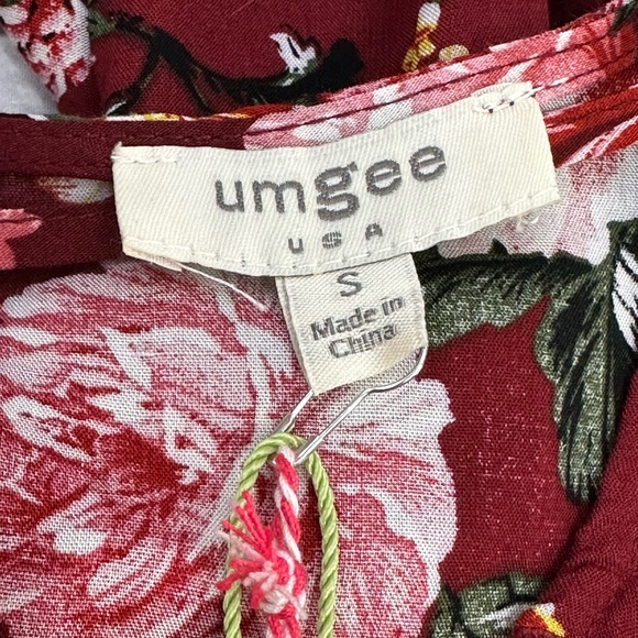 Umgee USA Burgundy Floral Boho Mini Dress – Size Small NWT - Picture 7 of 13